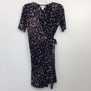 Motherhood Maternity Navy Short Sleeve Wrap Dress Size S EXCELLENT Condition